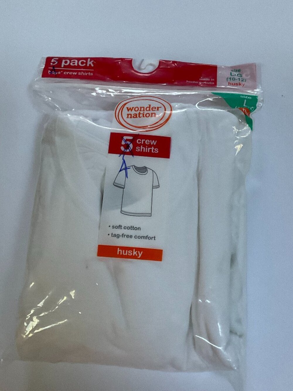 Wonder Nation White T-Shirts 5-Pack (Only 4 Shirts Included) New